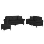 Casa si Gradina - Mobilier - Seturi de mobilier - Seturi living - Set de canapele cu perne, 3 piese, negru, piele ecologica - Infinity.ro