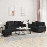 Casa si Gradina - Mobilier - Seturi de mobilier - Seturi living - Set de canapele cu perne, 3 piese, negru, piele ecologica - Infinity.ro