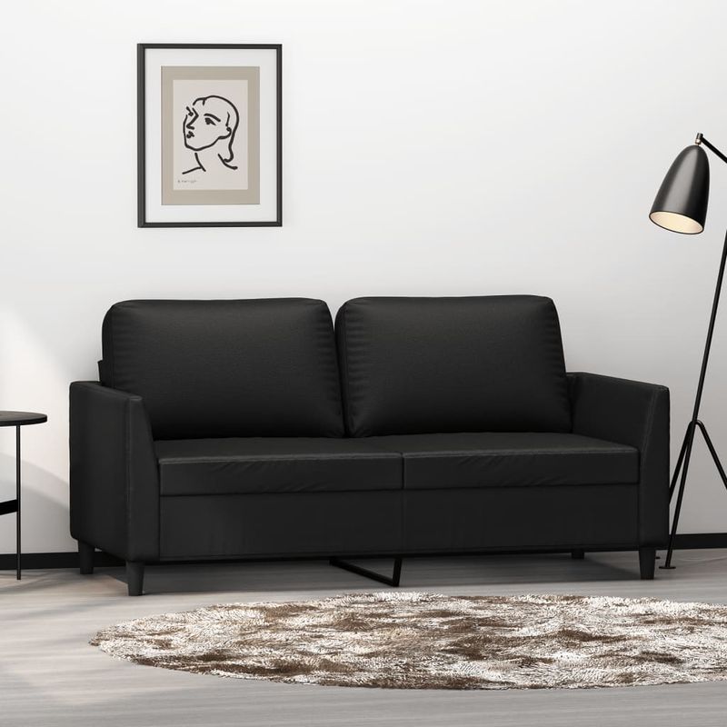 Casa si Gradina - Mobilier - Canapele si coltare - Canapele - Canapea cu 2 locuri, negru, 140 cm, piele ecologica - Infinity.ro