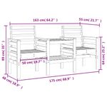 Casa si Gradina - Gradina si terasa - Mobilier exterior - Bancute de gradina - Banca de gradina cu 2 locuri si masa, lemn masiv de douglas - Infinity.ro