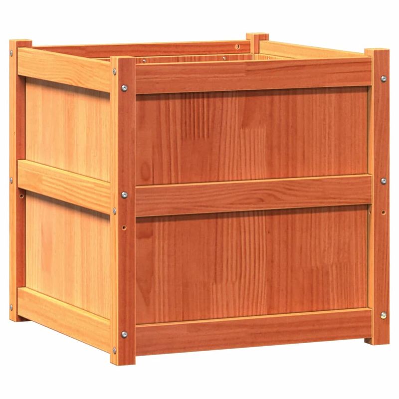 Casa si Gradina - Gradinarit si plante - Plante si ghivece - Ghivece si suporturi - Jardiniera de gradina, maro ceruit, 60x60x60 cm, lemn masiv pin - Infinity.ro