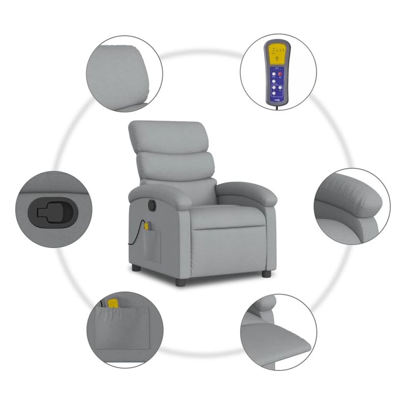 Ingrijire personala si Cosmetice - Sanatate si wellness - Articole wellness - Fotolii de masaj - Fotoliu de masaj rabatabil, gri deschis, textil - Infinity.ro