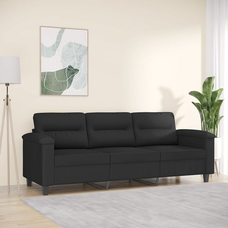 Casa si Gradina - Mobilier - Canapele si coltare - Canapele - Canapea cu 3 locuri, negru, 180 cm, tesatura microfibra - Infinity.ro