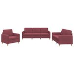 Casa si Gradina - Mobilier - Seturi de mobilier - Seturi living - Set canapea cu perne, 3 piese, rosu vin, material textil - Infinity.ro