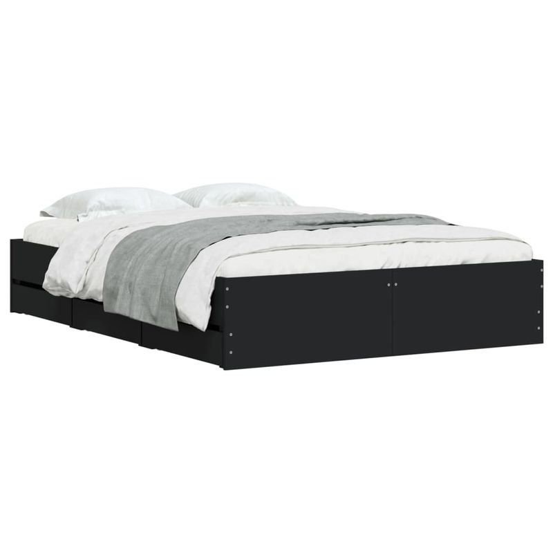 Casa si Gradina - Mobilier - Paturi si accesorii - Paturi - Cadru de pat cu sertare, negru, 120x200 cm, lemn prelucrat - Infinity.ro