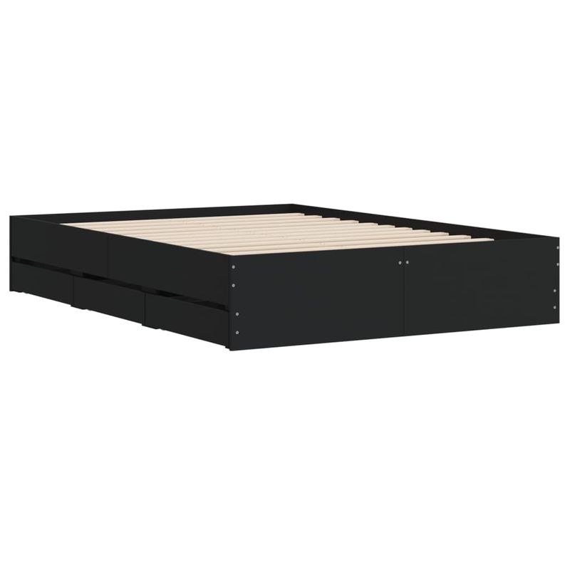 Casa si Gradina - Mobilier - Paturi si accesorii - Paturi - Cadru de pat cu sertare, negru, 120x200 cm, lemn prelucrat - Infinity.ro