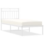 Casa si Gradina - Mobilier - Paturi si accesorii - Paturi - Cadru de pat metalic cu tablie, alb, 80x200 cm - Infinity.ro