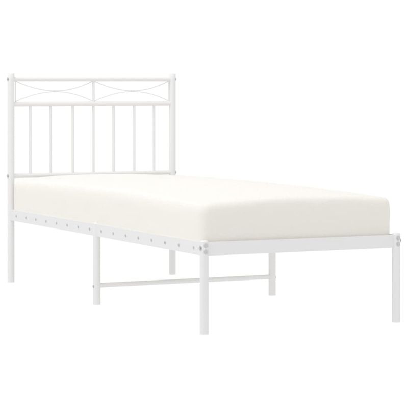 Casa si Gradina - Mobilier - Paturi si accesorii - Paturi - Cadru de pat metalic cu tablie, alb, 80x200 cm - Infinity.ro