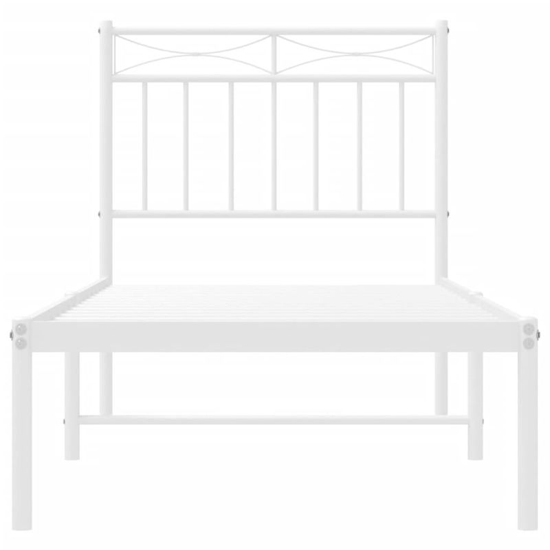 Casa si Gradina - Mobilier - Paturi si accesorii - Paturi - Cadru de pat metalic cu tablie, alb, 80x200 cm - Infinity.ro