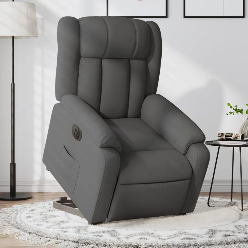 Casa si Gradina - Mobilier - Scaune si fotolii - Fotolii - Fotoliu electric rabatabil cu ridicare, gri inchis, textil - Infinity.ro