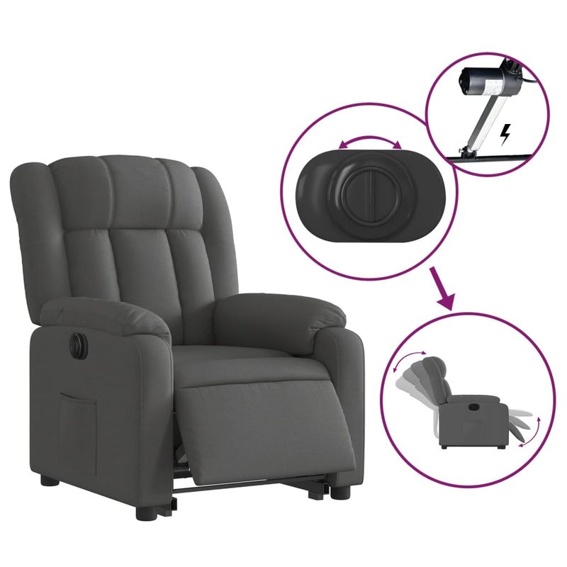 Casa si Gradina - Mobilier - Scaune si fotolii - Fotolii - Fotoliu electric rabatabil cu ridicare, gri inchis, textil - Infinity.ro
