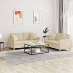 Casa si Gradina - Mobilier - Seturi de mobilier - Seturi living - Set de canapele cu perne, 2 piese, crem, material textil - Infinity.ro