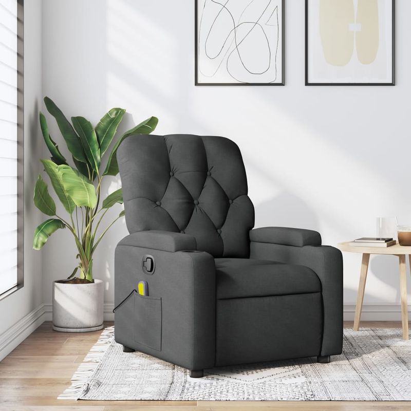 Ingrijire personala si Cosmetice - Sanatate si wellness - Articole wellness - Fotolii de masaj - Fotoliu de masaj rabatabil, gri inchis, material textil - Infinity.ro