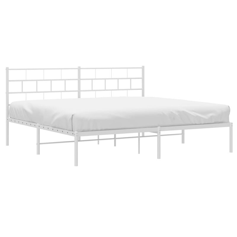 Casa si Gradina - Mobilier - Paturi si accesorii - Paturi - Cadru de pat metalic cu tablie, alb, 180x200 cm - Infinity.ro