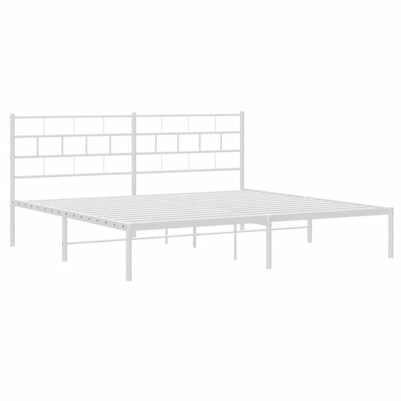 Casa si Gradina - Mobilier - Paturi si accesorii - Paturi - Cadru de pat metalic cu tablie, alb, 180x200 cm - Infinity.ro