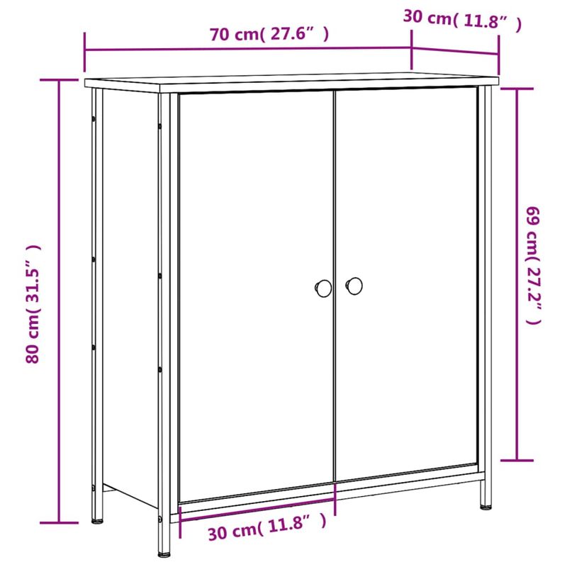 Casa si Gradina - Mobilier - Comode si corpuri - Comode - Servanta, gri sonoma, 70x30x80 cm, lemn prelucrat - Infinity.ro