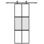 Casa si Gradina - Constructii - Usi interior, exterior si garaj - Usi garaj - Usa glisanta, negru, 76x205 cm, sticla securizata si aluminiu - Infinity.ro