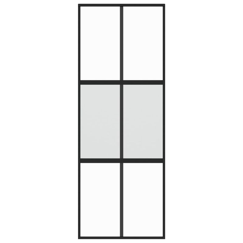 Casa si Gradina - Constructii - Usi interior, exterior si garaj - Usi garaj - Usa glisanta, negru, 76x205 cm, sticla securizata si aluminiu - Infinity.ro