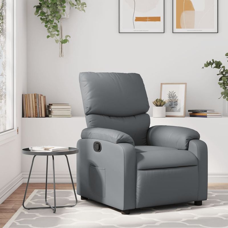 Casa si Gradina - Mobilier - Scaune si fotolii - Fotolii - Fotoliu rabatabil, gri, piele ecologica - Infinity.ro