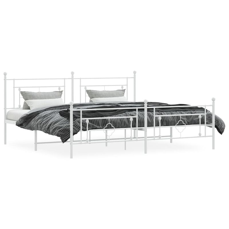 Casa si Gradina - Mobilier - Paturi si accesorii - Paturi - Cadru de pat metalic cu tablie de cap/picioare, alb, 193x203 cm - Infinity.ro