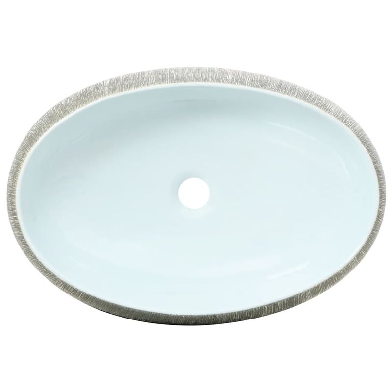 Casa si Gradina - Sanitare - Lavoar baie si accesorii - Lavoare si piedestale - Lavoar de blat, gri si albastru, 59x40x15 cm, ceramica, oval - Infinity.ro