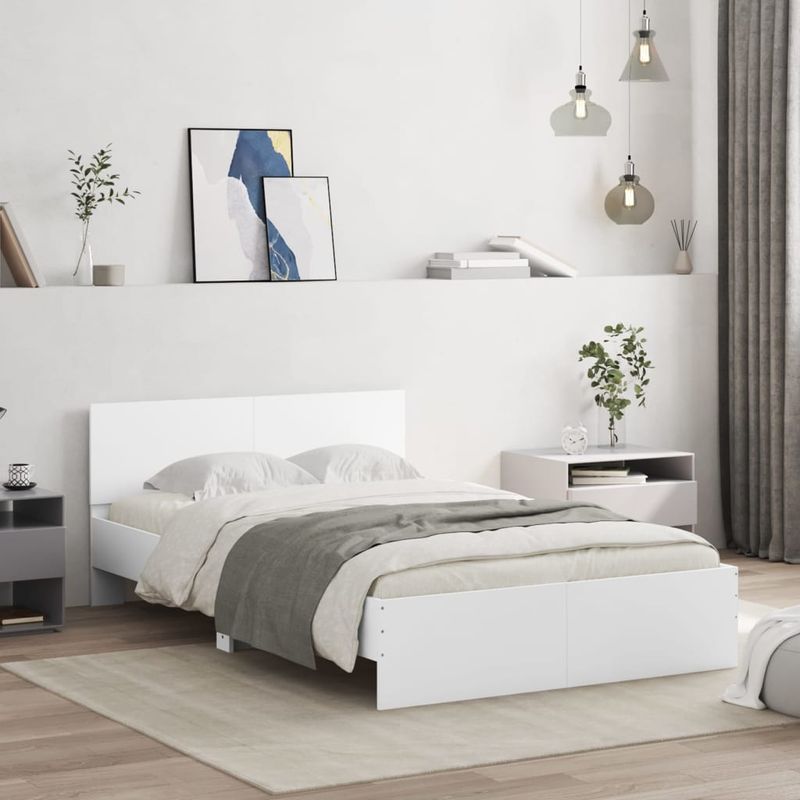 Casa si Gradina - Mobilier - Paturi si accesorii - Paturi - Cadru de pat cu tablie, alb, 120x190 cm - Infinity.ro