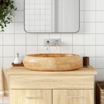 Casa si Gradina - Sanitare - Lavoar baie si accesorii - Lavoare si piedestale - Lavoar de blat, maro deschis, 59x40x15 cm, ceramica, oval - Infinity.ro
