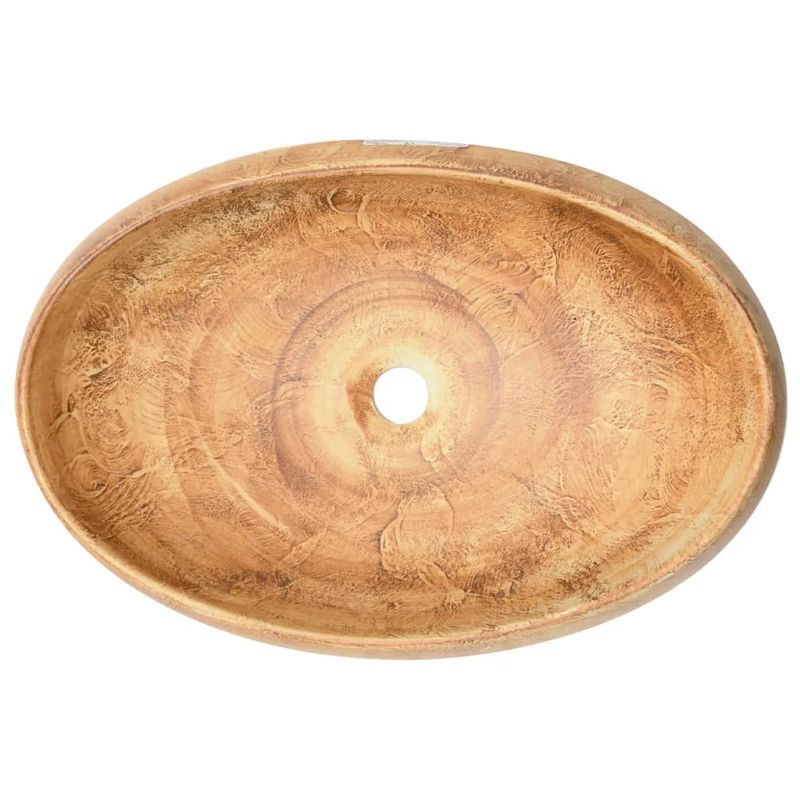 Casa si Gradina - Sanitare - Lavoar baie si accesorii - Lavoare si piedestale - Lavoar de blat, maro deschis, 59x40x15 cm, ceramica, oval - Infinity.ro