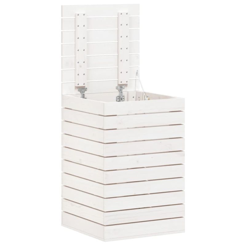 Market - Spalare si intretinere rufe - Uscatoare de rufe si accesorii - Cos de rufe, alb, 44x44x66 cm, lemn masiv de pin - Infinity.ro