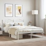 Casa si Gradina - Mobilier - Paturi si accesorii - Paturi - Cadru de pat metalic cu tablie, alb, 150x200 cm - Infinity.ro