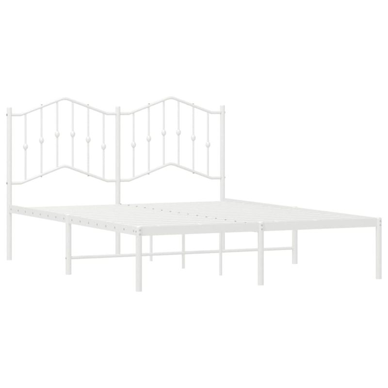 Casa si Gradina - Mobilier - Paturi si accesorii - Paturi - Cadru de pat metalic cu tablie, alb, 150x200 cm - Infinity.ro