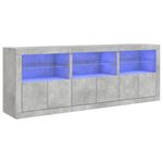 Casa si Gradina - Mobilier - Comode si corpuri - Comode - Servanta cu lumini LED, gri beton, 181,5x37x67 cm - Infinity.ro