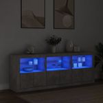 Casa si Gradina - Mobilier - Comode si corpuri - Comode - Servanta cu lumini LED, gri beton, 181,5x37x67 cm - Infinity.ro