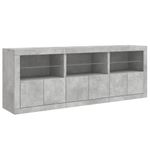 Casa si Gradina - Mobilier - Comode si corpuri - Comode - Servanta cu lumini LED, gri beton, 181,5x37x67 cm - Infinity.ro