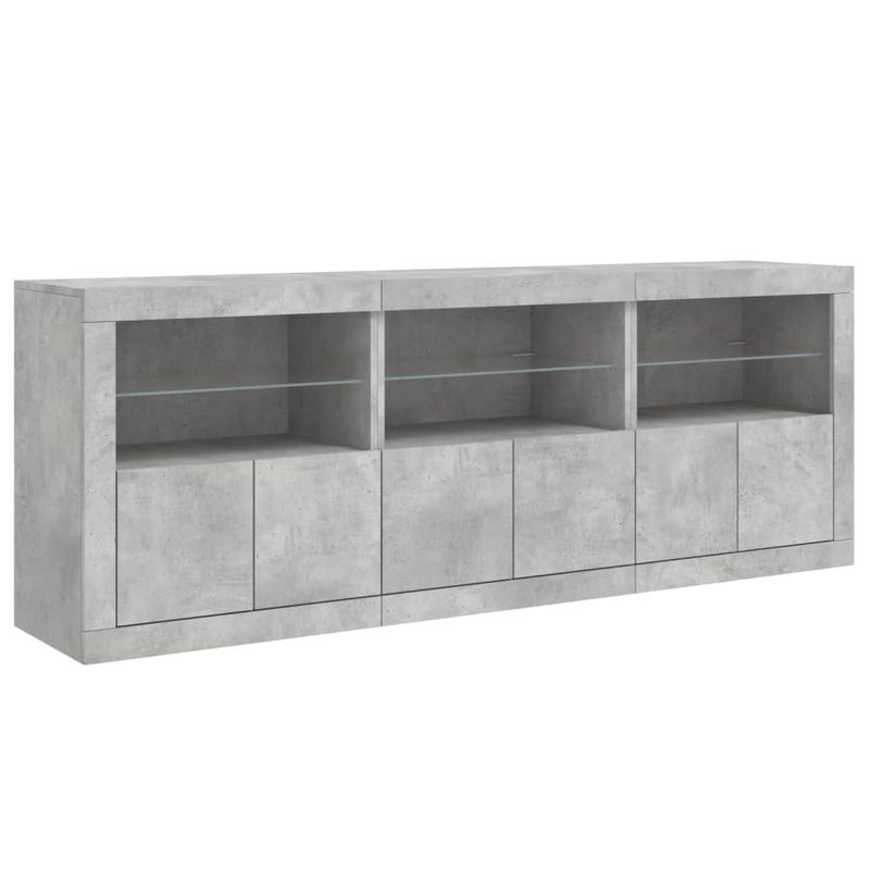 Casa si Gradina - Mobilier - Comode si corpuri - Comode - Servanta cu lumini LED, gri beton, 181,5x37x67 cm - Infinity.ro