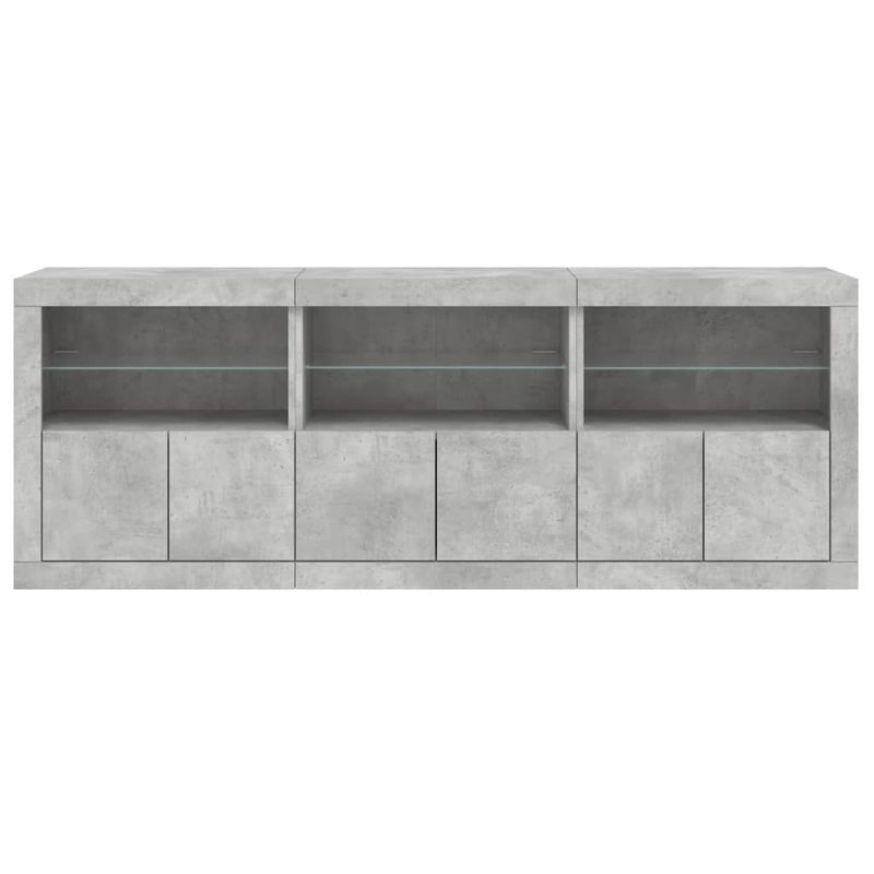 Casa si Gradina - Mobilier - Comode si corpuri - Comode - Servanta cu lumini LED, gri beton, 181,5x37x67 cm - Infinity.ro