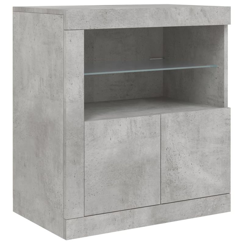 Casa si Gradina - Mobilier - Comode si corpuri - Comode - Servanta cu lumini LED, gri beton, 181,5x37x67 cm - Infinity.ro