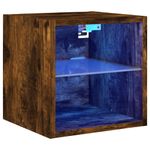 Casa si Gradina - Mobilier - Comode si corpuri - Comode - Comoda TV de perete cu lumini LED, stejar fumuriu 30x28,5x30 cm - Infinity.ro