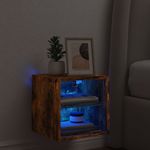 Casa si Gradina - Mobilier - Comode si corpuri - Comode - Comoda TV de perete cu lumini LED, stejar fumuriu 30x28,5x30 cm - Infinity.ro