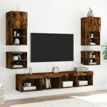 Casa si Gradina - Mobilier - Comode si corpuri - Comode - Comoda TV de perete cu lumini LED, stejar fumuriu 30x28,5x30 cm - Infinity.ro