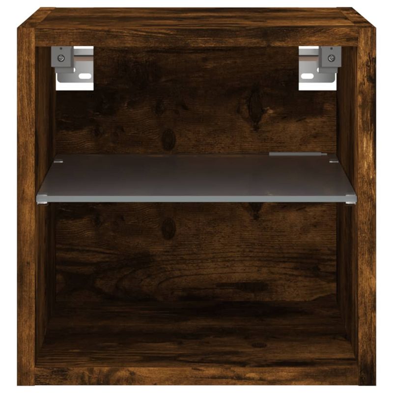 Casa si Gradina - Mobilier - Comode si corpuri - Comode - Comoda TV de perete cu lumini LED, stejar fumuriu 30x28,5x30 cm - Infinity.ro