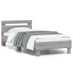 Casa si Gradina - Mobilier - Paturi si accesorii - Paturi - Cadru de pat cu tablie, gri sonoma, 90x200 cm, lemn prelucrat - Infinity.ro