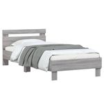 Casa si Gradina - Mobilier - Paturi si accesorii - Paturi - Cadru de pat cu tablie, gri sonoma, 90x200 cm, lemn prelucrat - Infinity.ro