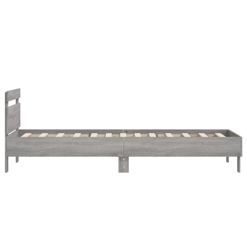 Casa si Gradina - Mobilier - Paturi si accesorii - Paturi - Cadru de pat cu tablie, gri sonoma, 90x200 cm, lemn prelucrat - Infinity.ro