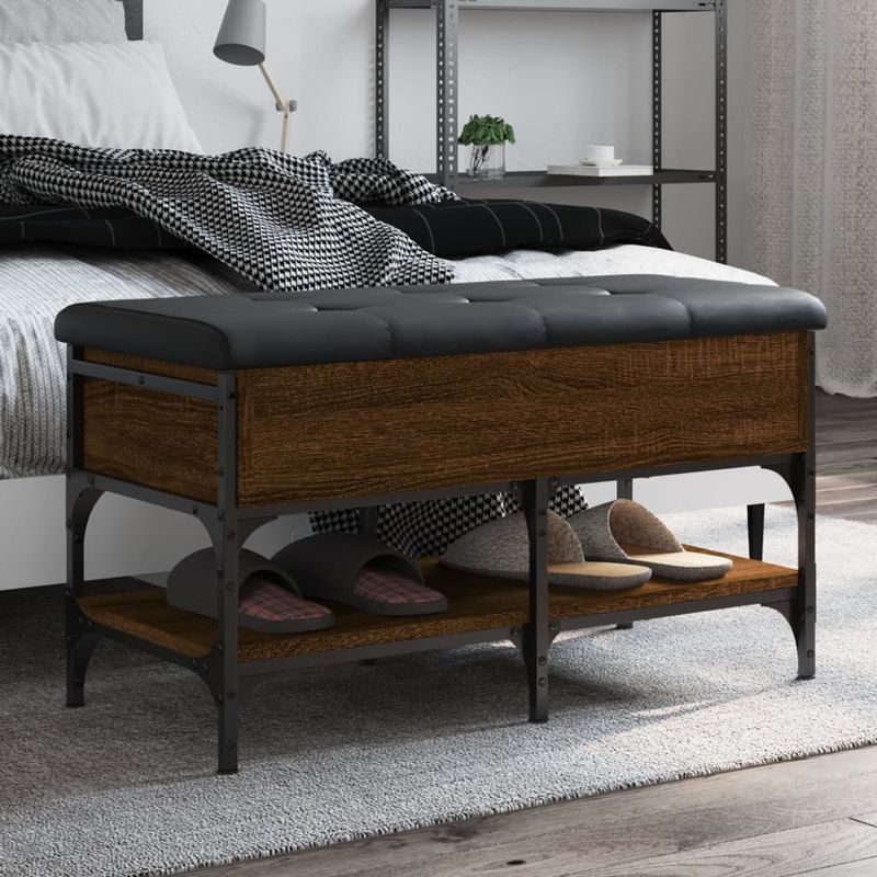 Casa si Gradina - Mobilier - Organizare si depozitare - Bancute - Banca de pantofi, stejar maro, 82x42x45 cm, lemn prelucrat - Infinity.ro
