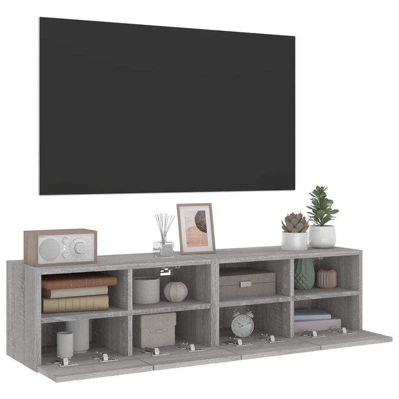 Casa si Gradina - Mobilier - Comode si corpuri - Comode - Comode TV de perete, 2 buc., gri sonoma, 60x30x30 cm, lemn - Infinity.ro