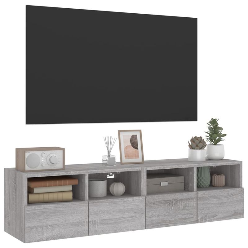 Casa si Gradina - Mobilier - Comode si corpuri - Comode - Comode TV de perete, 2 buc., gri sonoma, 60x30x30 cm, lemn - Infinity.ro
