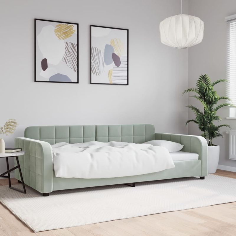 Casa si Gradina - Mobilier - Paturi si accesorii - Paturi - Cadru de pat, gri deschis, 100x200 cm, catifea - Infinity.ro