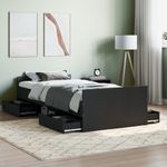 Casa si Gradina - Mobilier - Paturi si accesorii - Paturi - Cadru de pat cu tablie de cap si picioare, negru, 100x200 cm - Infinity.ro