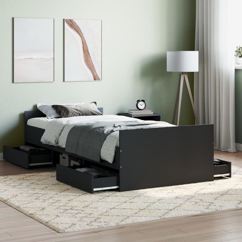 Casa si Gradina - Mobilier - Paturi si accesorii - Paturi - Cadru de pat cu tablie de cap si picioare, negru, 100x200 cm - Infinity.ro